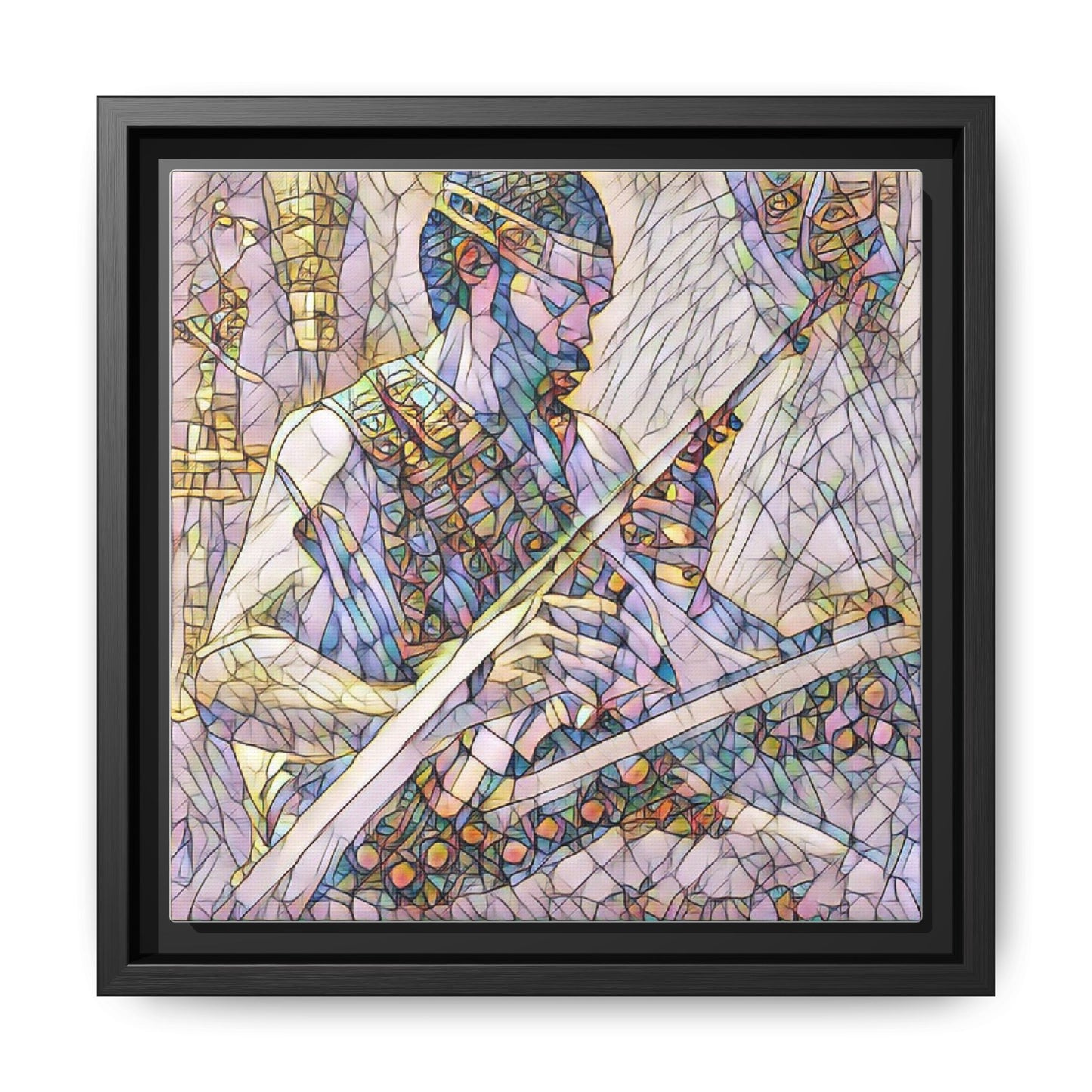 Framed Matte Canvas — Abstract Musician Stained-Glass Art Print