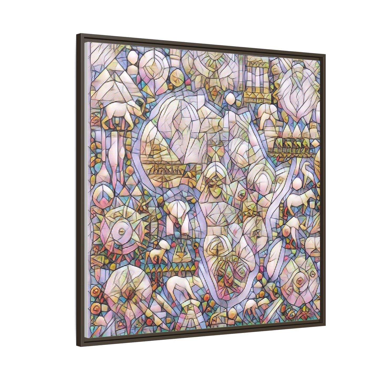 Abstract Stained-Glass Style Framed Canvas Print
