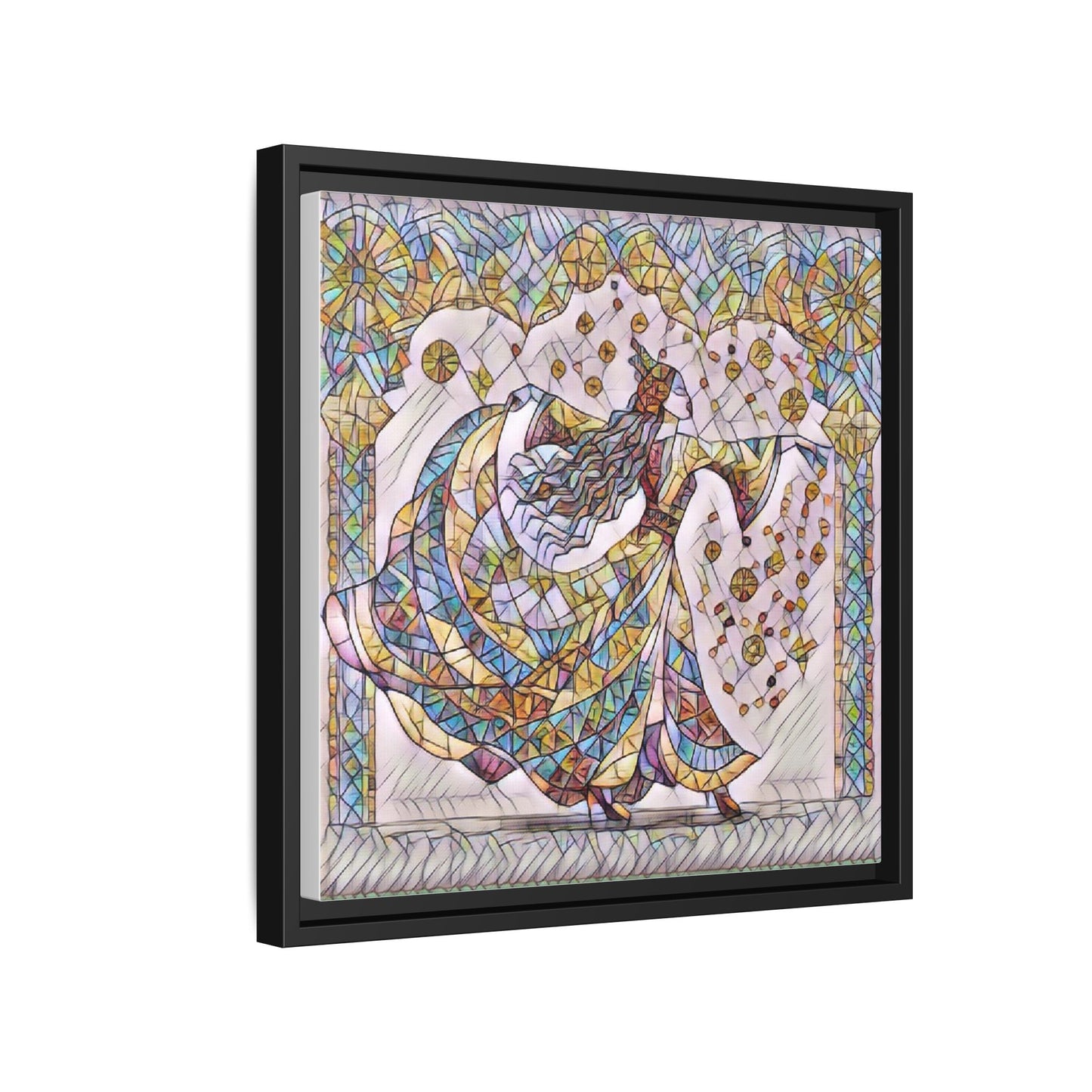 Stained Glass Dancing Dervish Framed Canvas Art