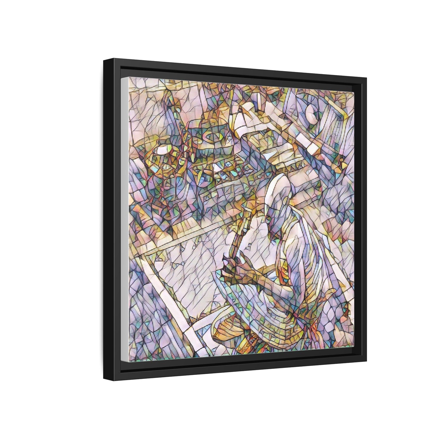 Stained-Glass DJ Matte Canvas Print (Framed) — Colorful Music Room Wall Art