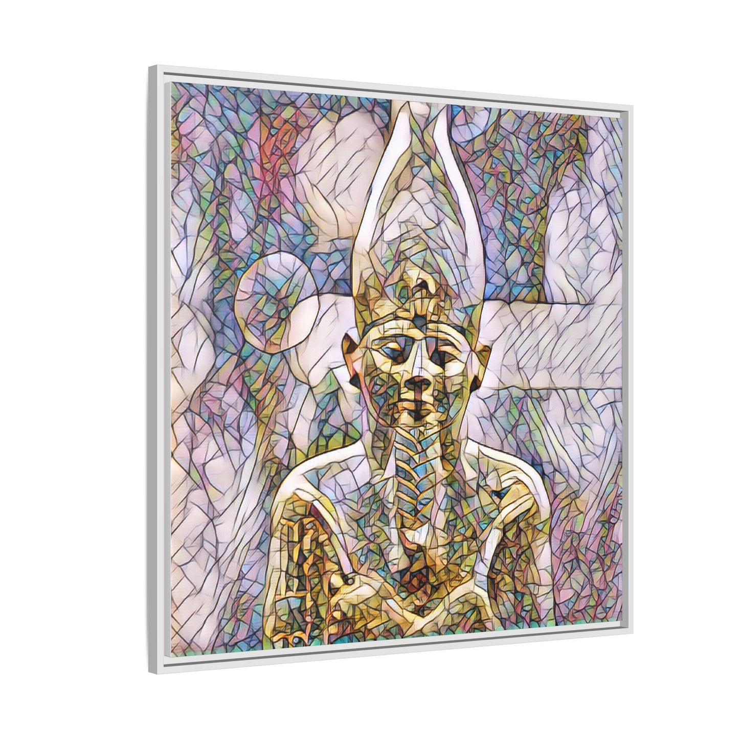 Egyptian Pharaoh Stained-Glass Style Matte Canvas Print, Framed