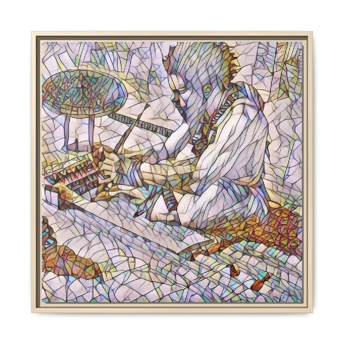 Framed Matte Canvas — Abstract Drummer Mosaic Wall Art