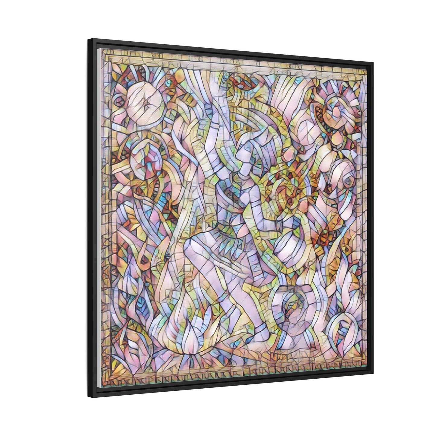 Abstract Stained Glass Dance Matte Framed Canvas