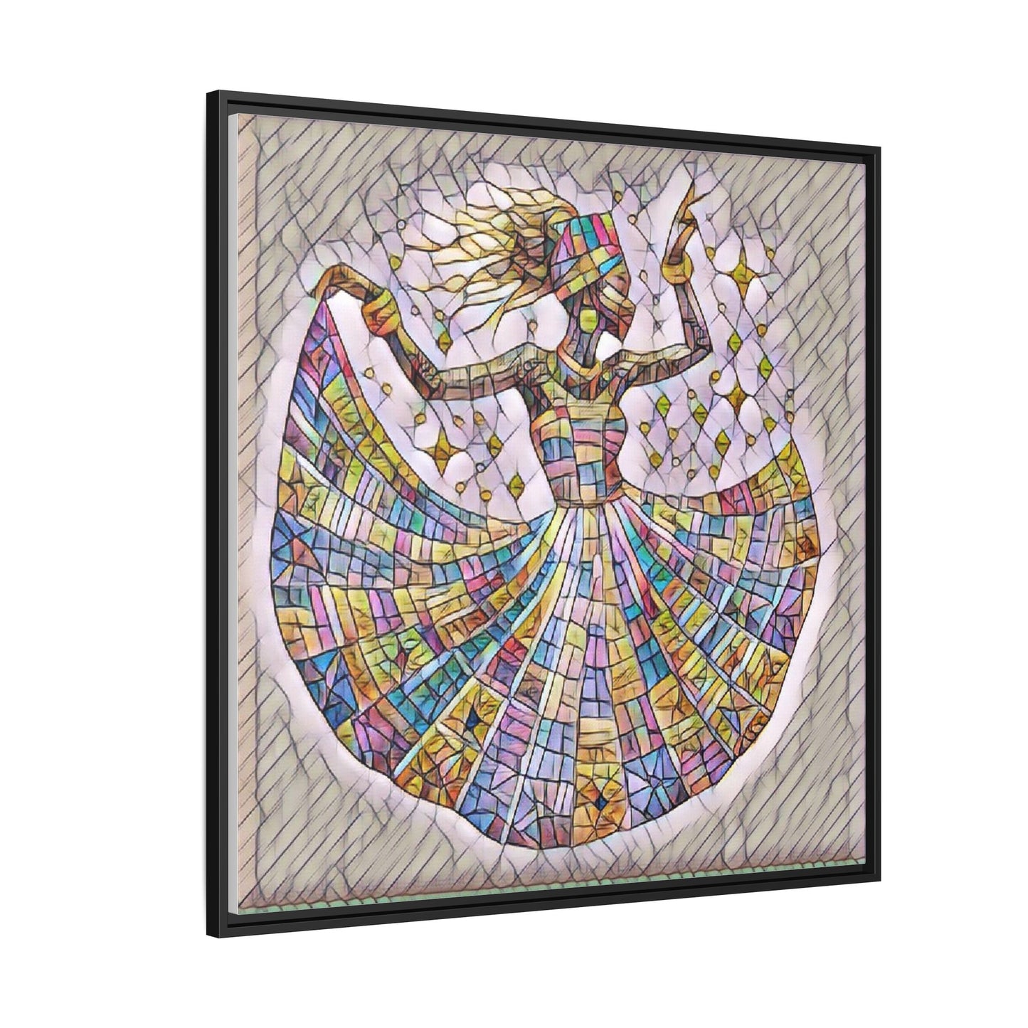 Colorful Mosaic Dance Framed Canvas Art