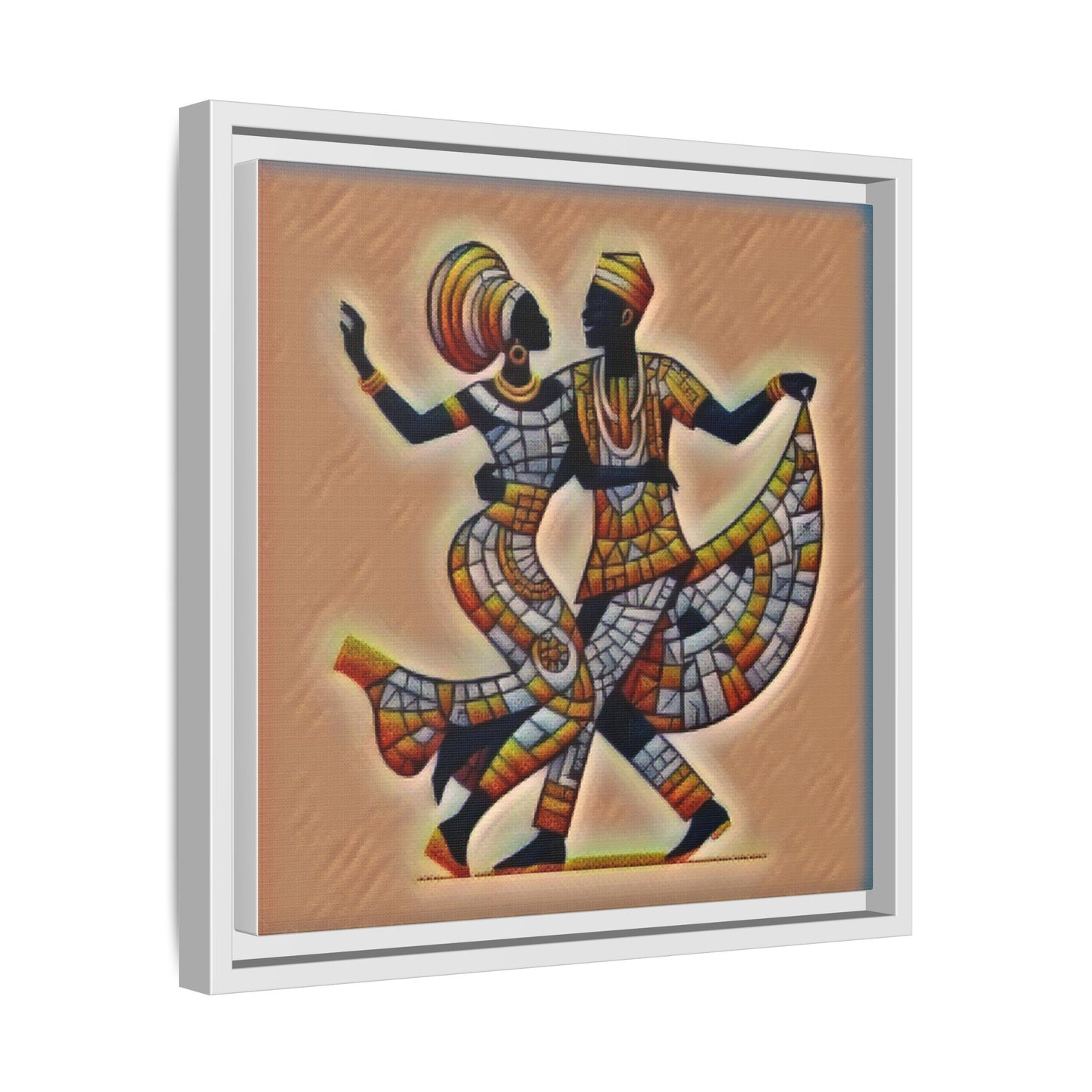 Framed African Dance Mosaic Art Print — Matte Canvas Wall Decor