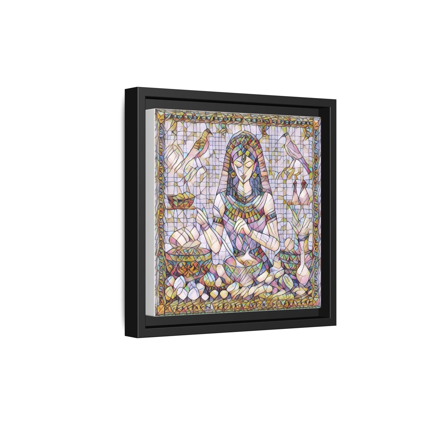 Egyptian Goddess Mosaic Framed Canvas Art