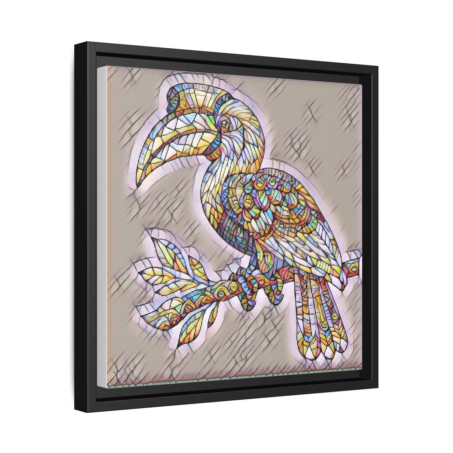 Colorful Stained Glass Toucan Matte Canvas Framed Wall Art