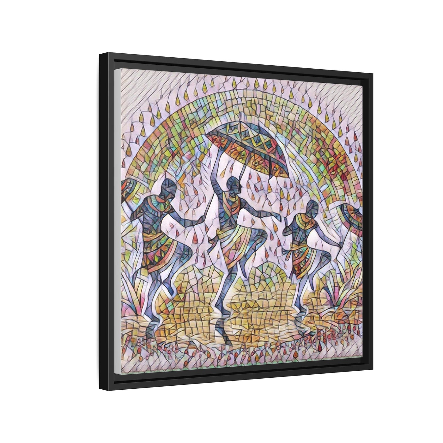 Framed Canvas Art — Colorful African Dance Mosaic