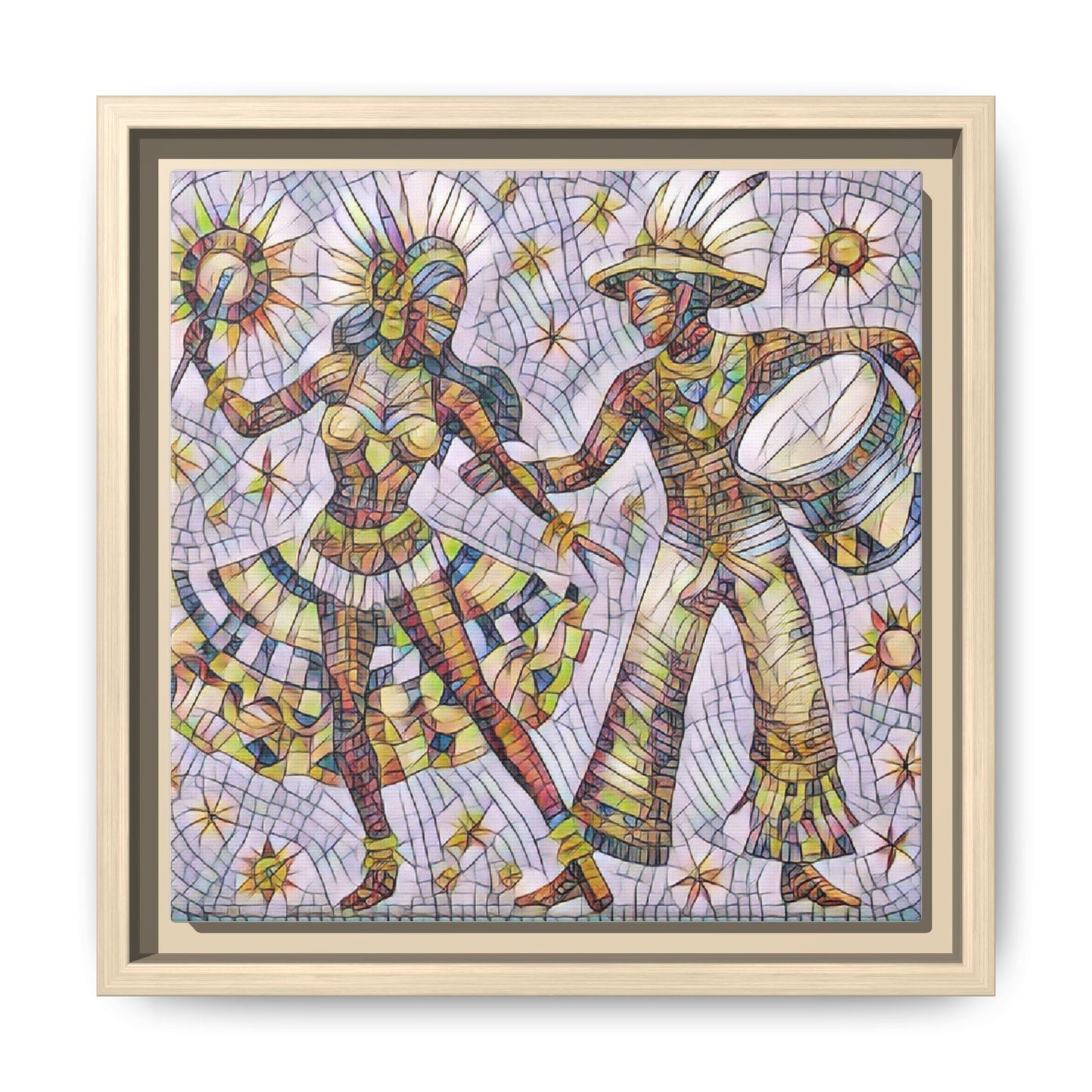 Carnival Dancers Framed Canvas Art — Colorful Samba Rhythm Wall Decor