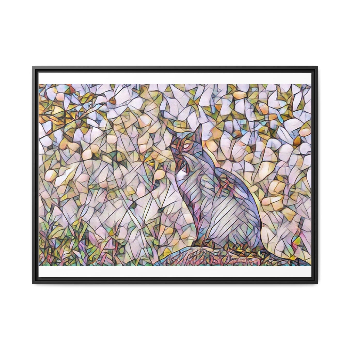 Framed Canvas Art - Stained Glass Heron Nature Print