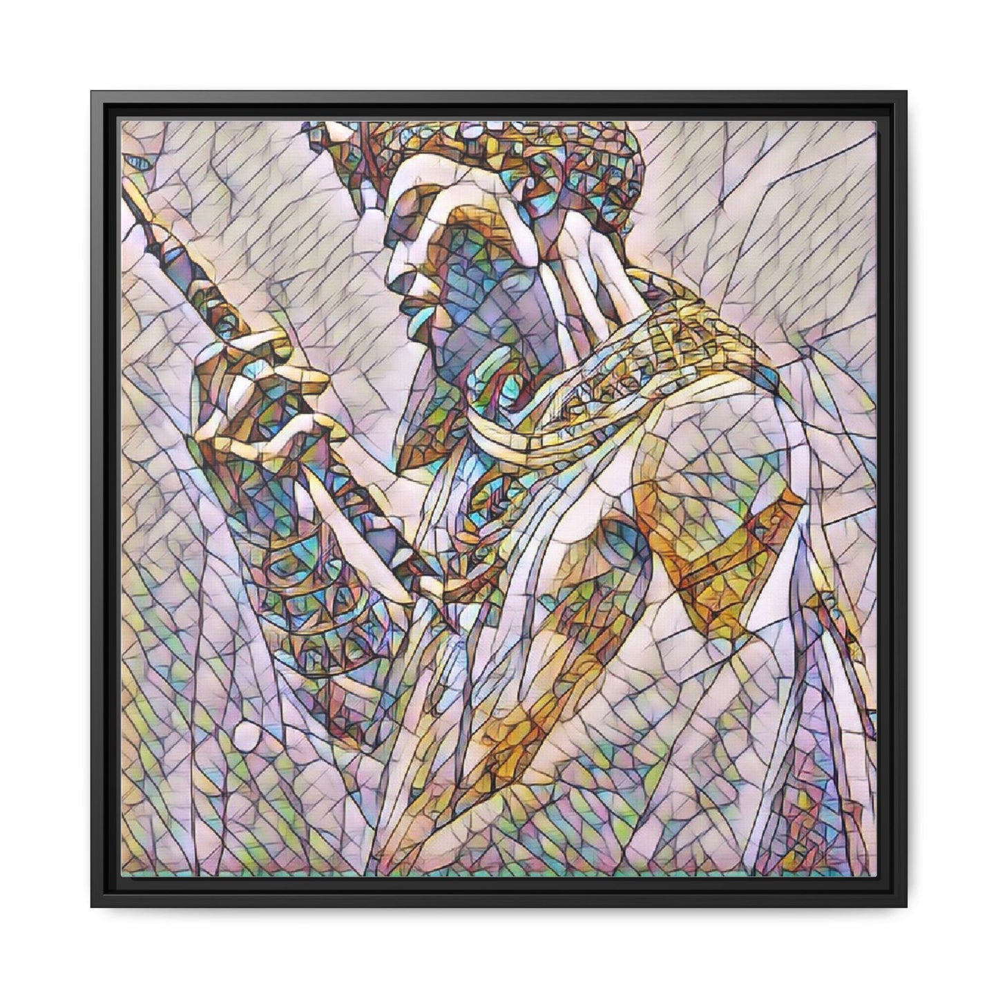 Egyptian Pharaoh Stained Glass Art — Framed Matte Canvas