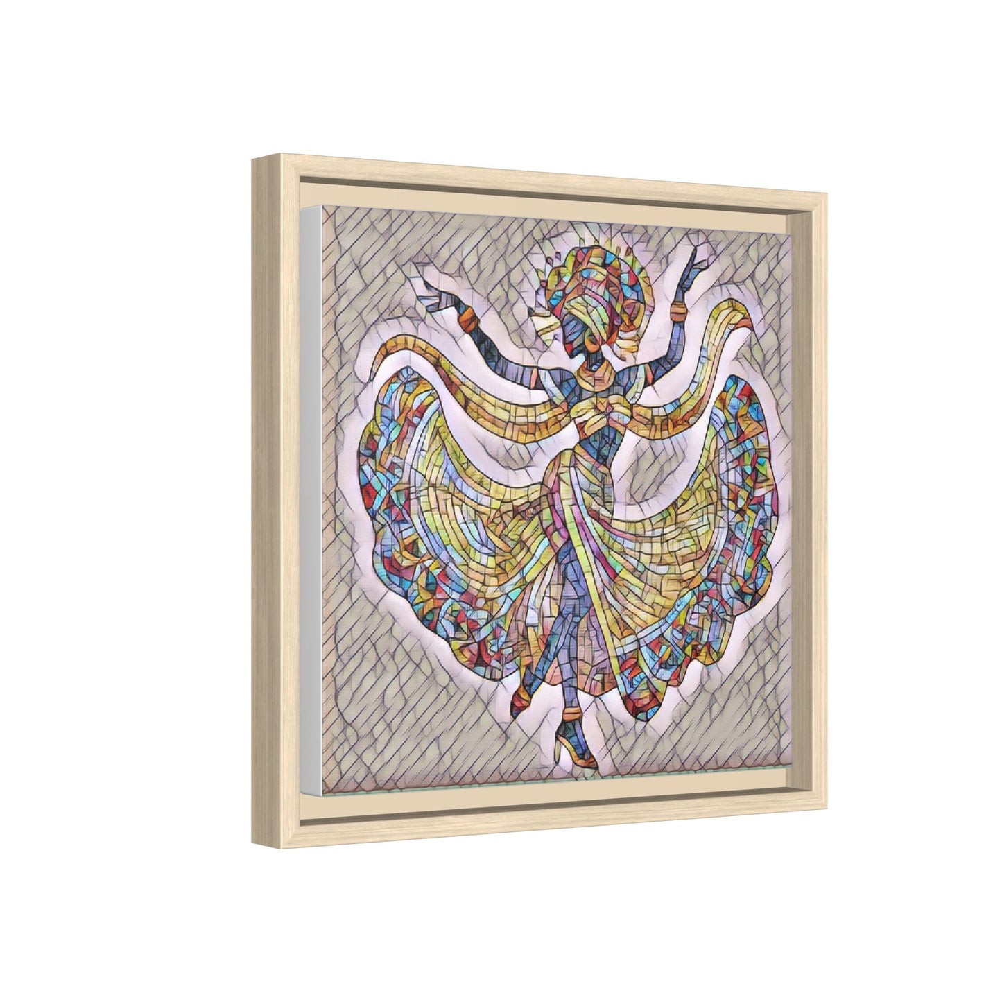 Colorful Mosaic Dancer Framed Canvas Art