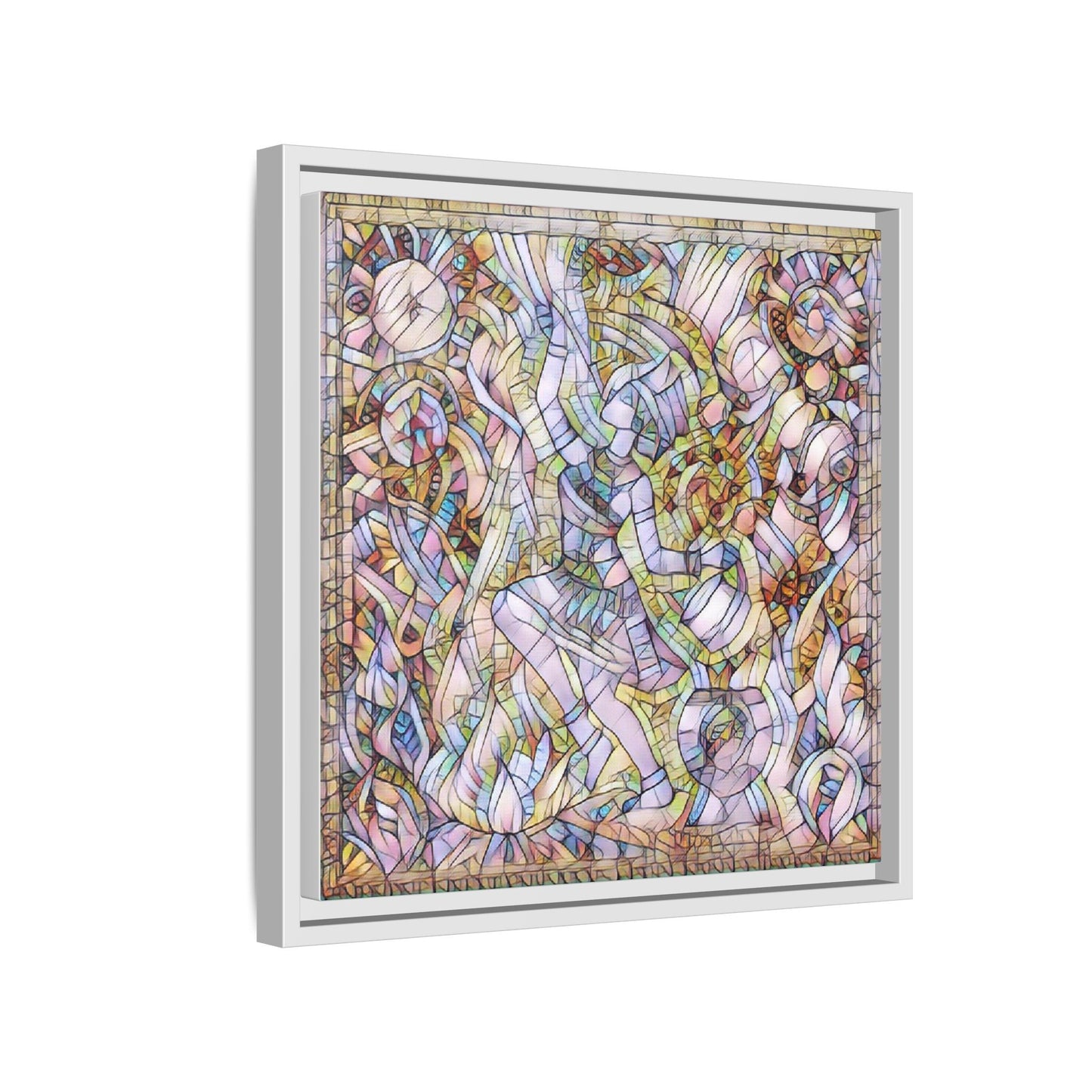 Abstract Stained Glass Dance Matte Framed Canvas