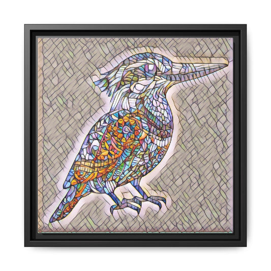 Framed Kingfisher Mosaic Art Print — Matte Canvas Wall Decor