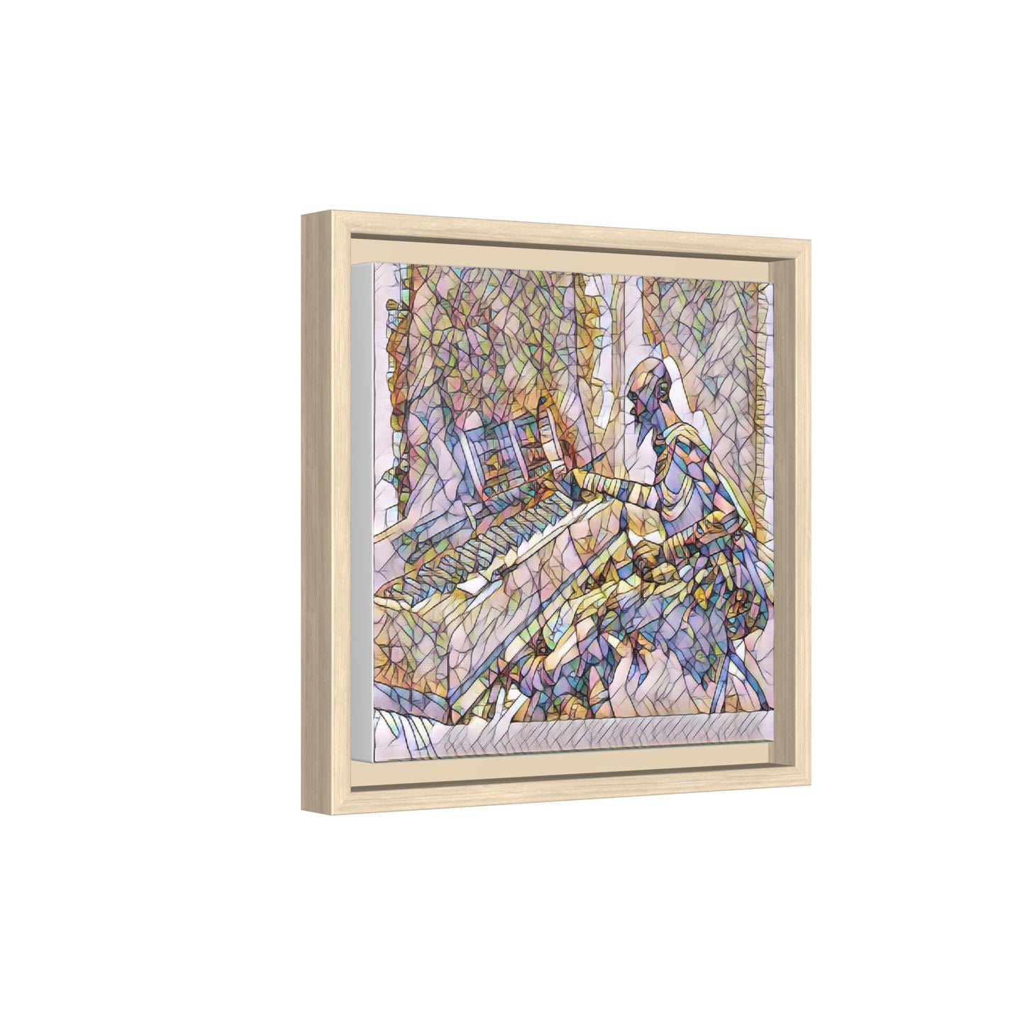 Framed Matte Canvas Art — Colorful Abstract Musician at Piano