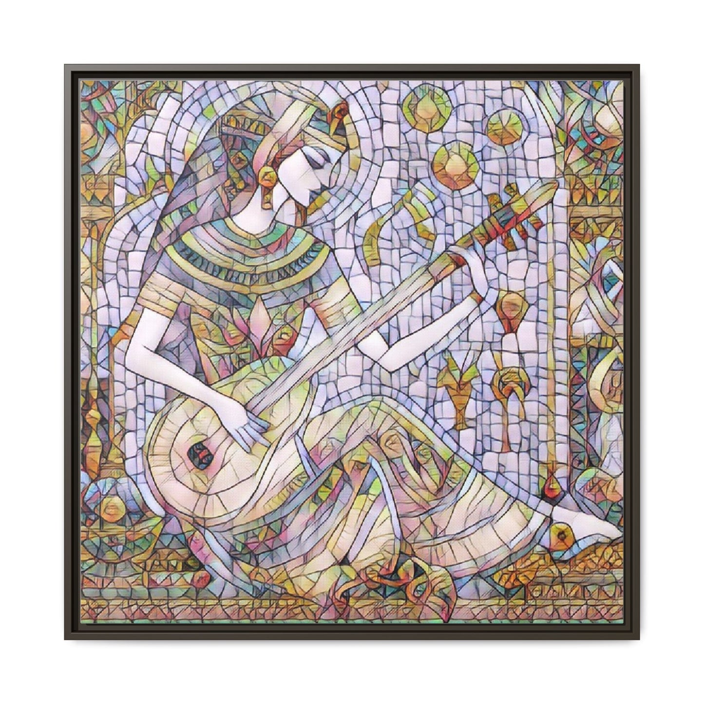 Egyptian Muse Mosaic Matte Canvas Framed Wall Art