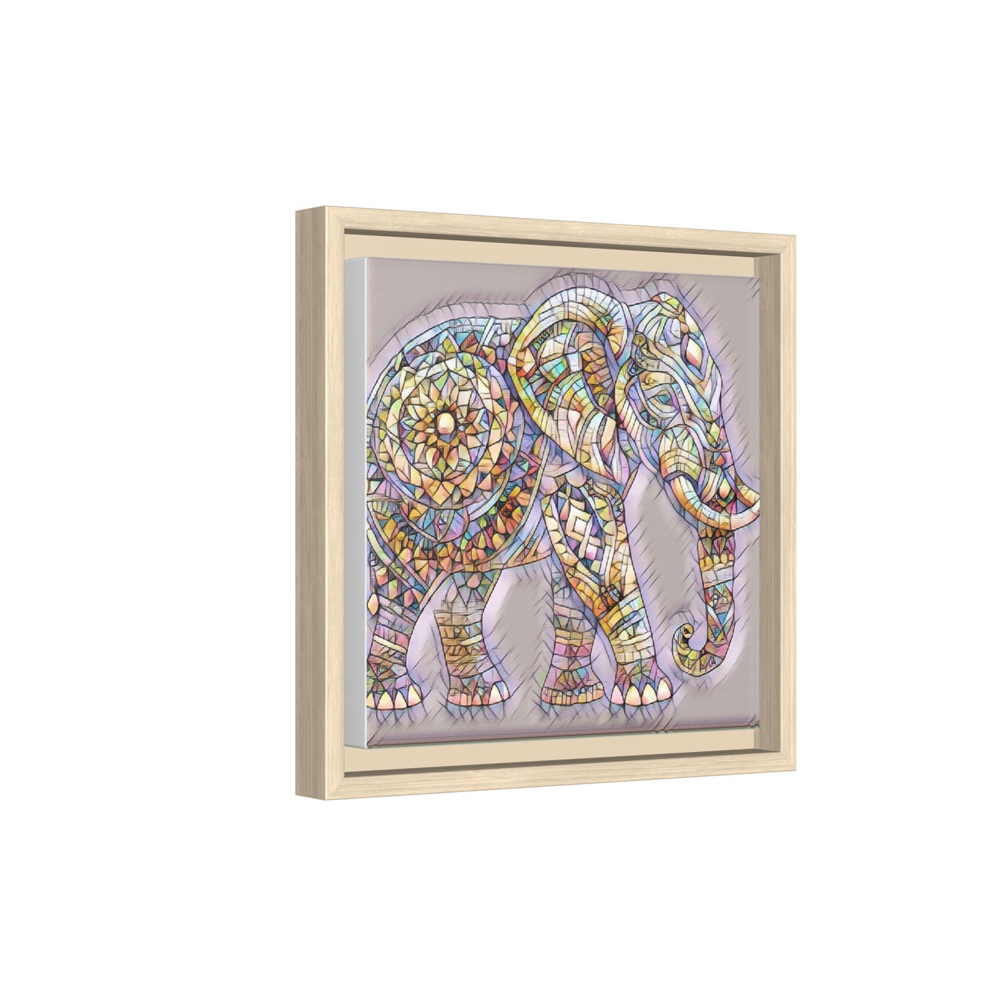Colorful Mosaic Elephant Framed Canvas Print