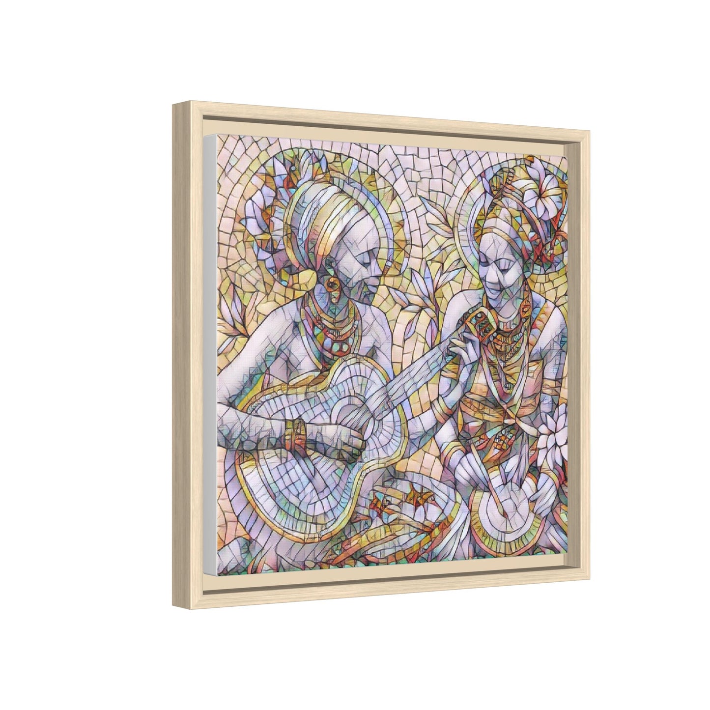 Framed Canvas Art – Colorful Mosaic Musicians Wall Decor