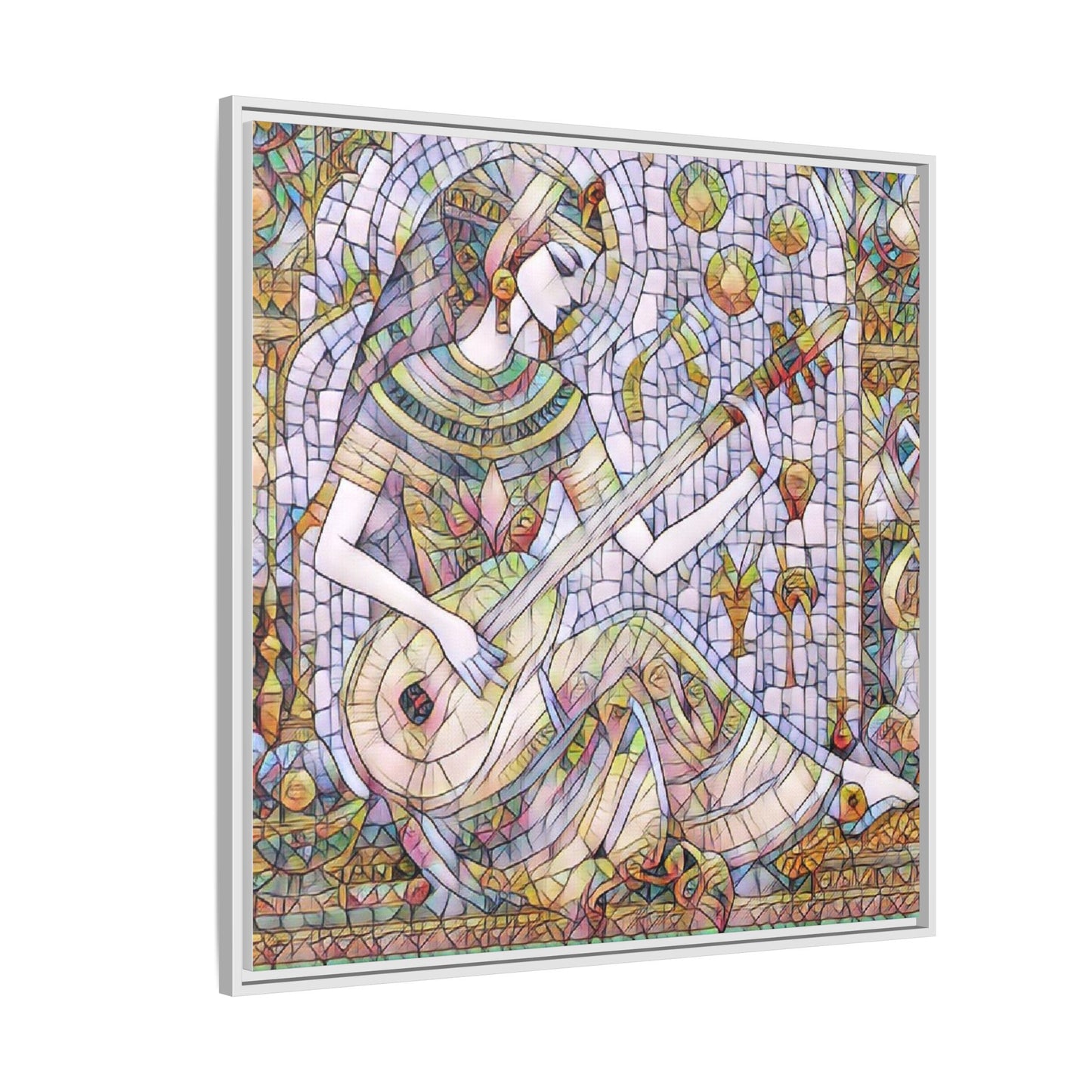 Egyptian Muse Mosaic Matte Canvas Framed Wall Art