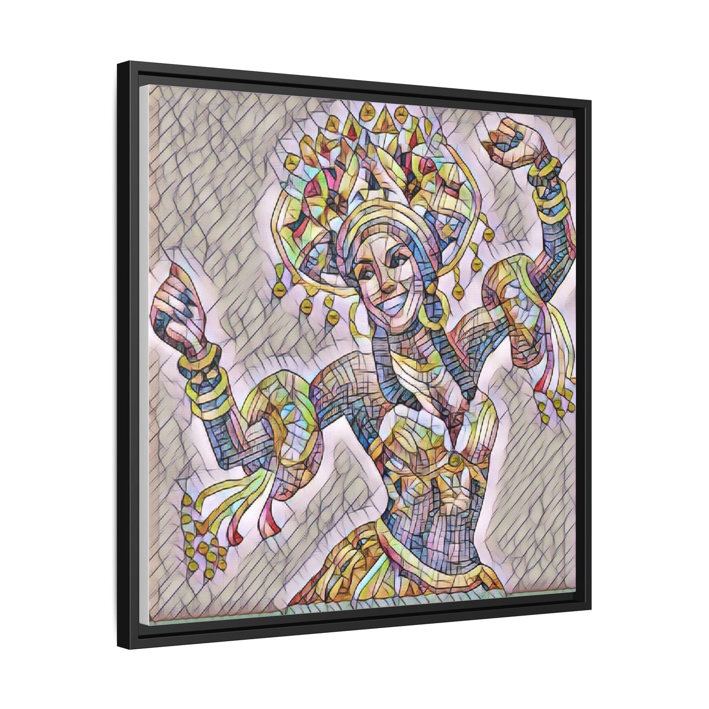 Framed Matte Canvas: Colorful Carnival Dancer Artwork – Vibrant Ethnic Dance Wall Art