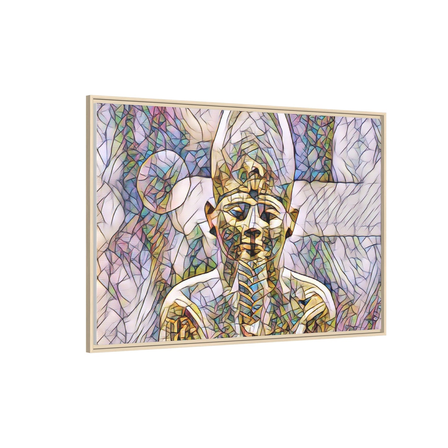 Egyptian Pharaoh Stained-Glass Style Matte Canvas Print, Framed