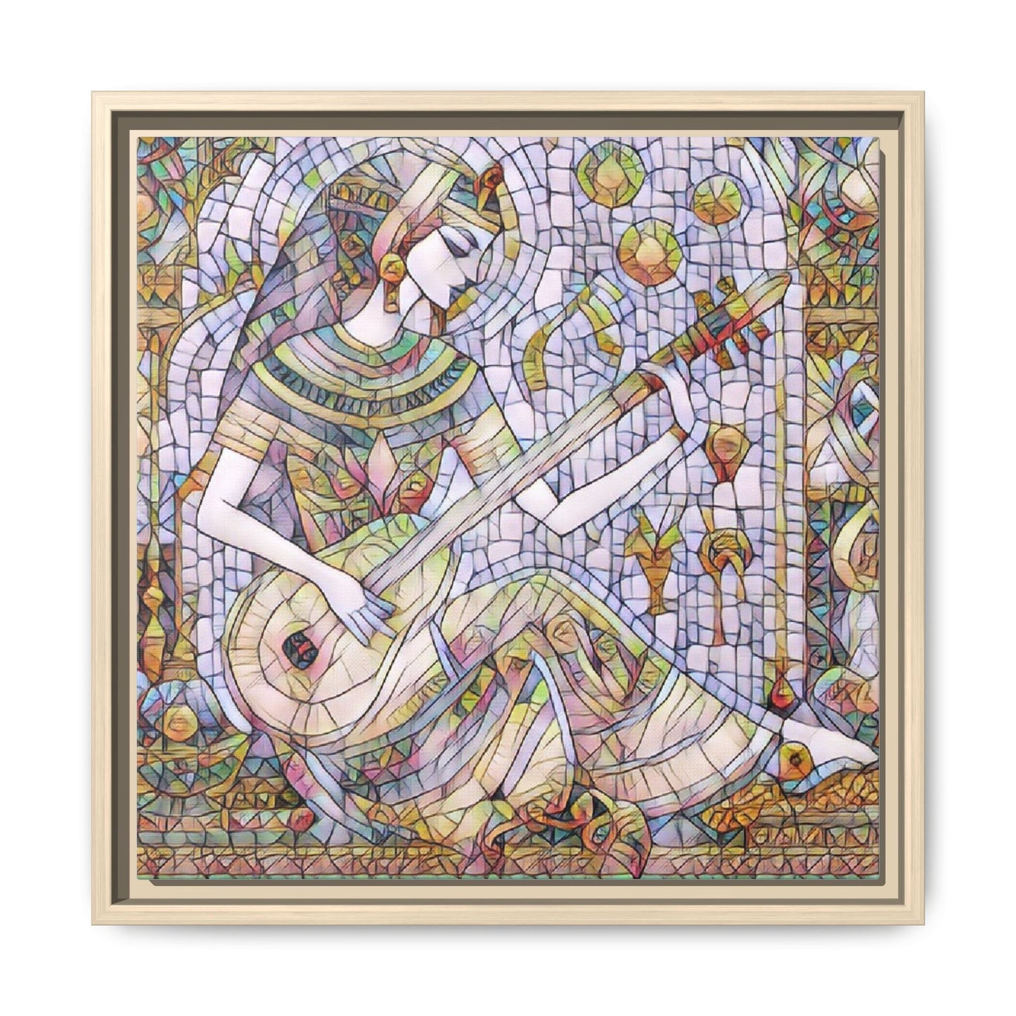 Egyptian Muse Mosaic Matte Canvas Framed Wall Art