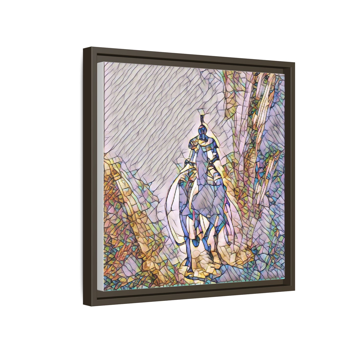Stained-Glass Knight Matte Framed Canvas Wall Art