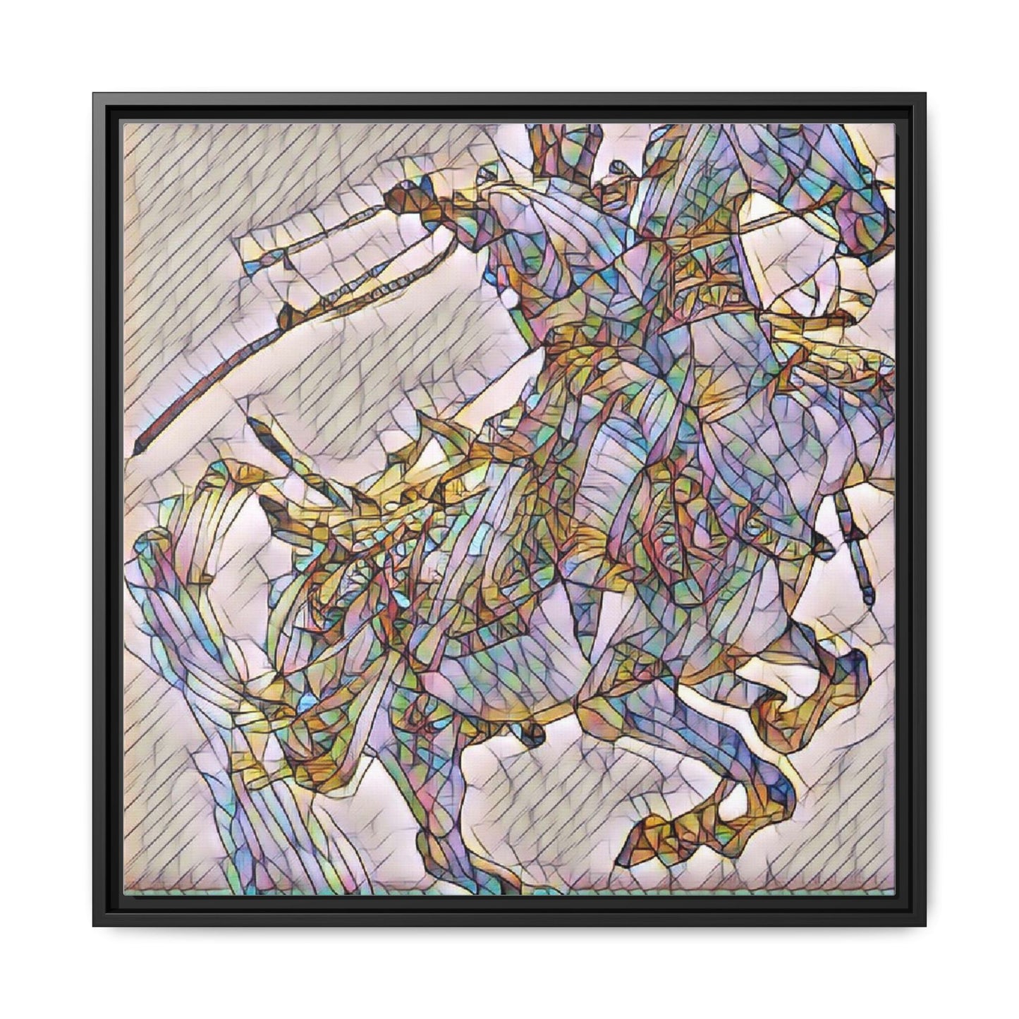 Framed Abstract Stained-Glass Horse Canvas
