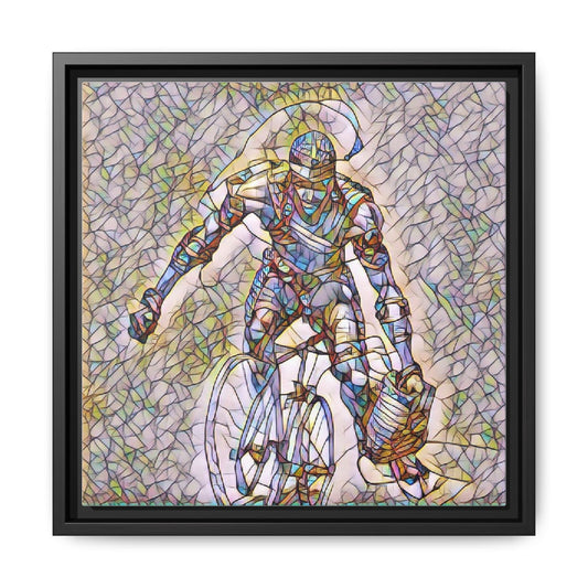 Cyclist Mosaic Matte Canvas Print — Framed Multicolor Cycling Art