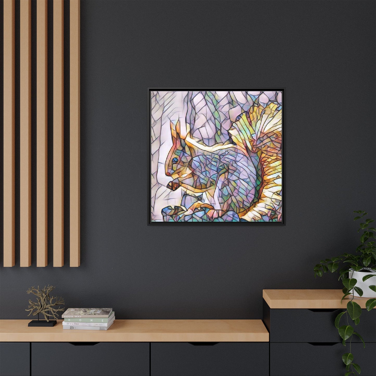 Framed Squirrel Mosaic Matte Canvas Wall Art