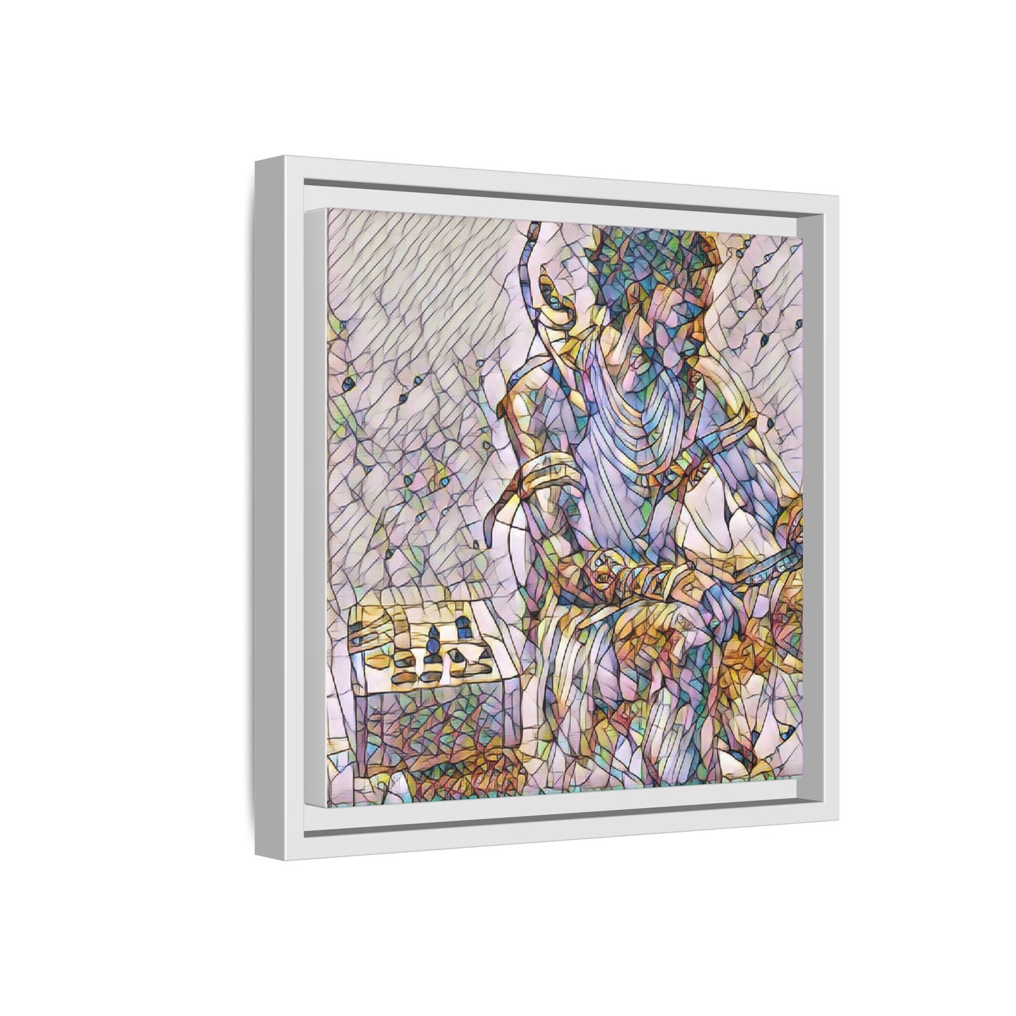 Framed Matte Canvas Art — Abstract Stained-Glass Chess Player