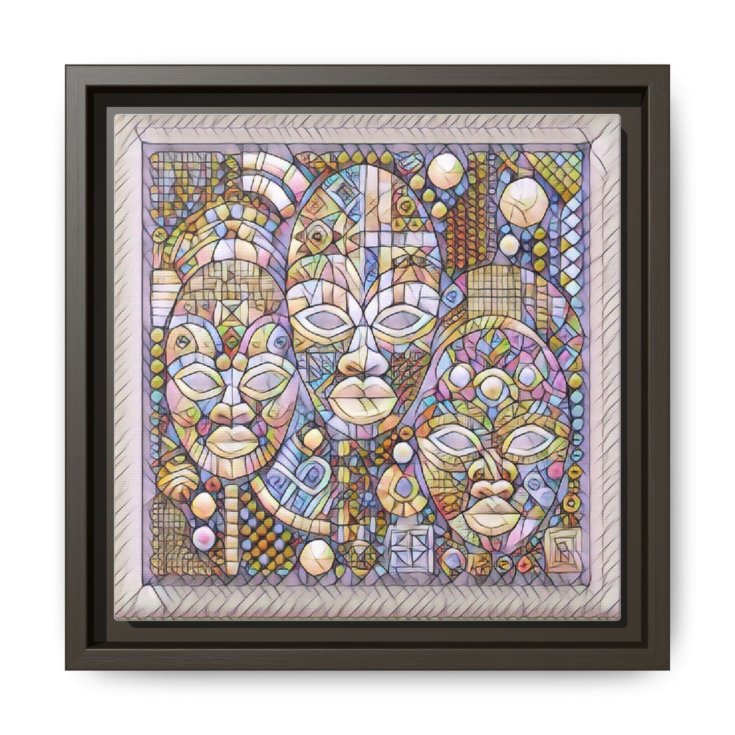 Abstract African Mask Art — Framed Matte Canvas Wall Art
