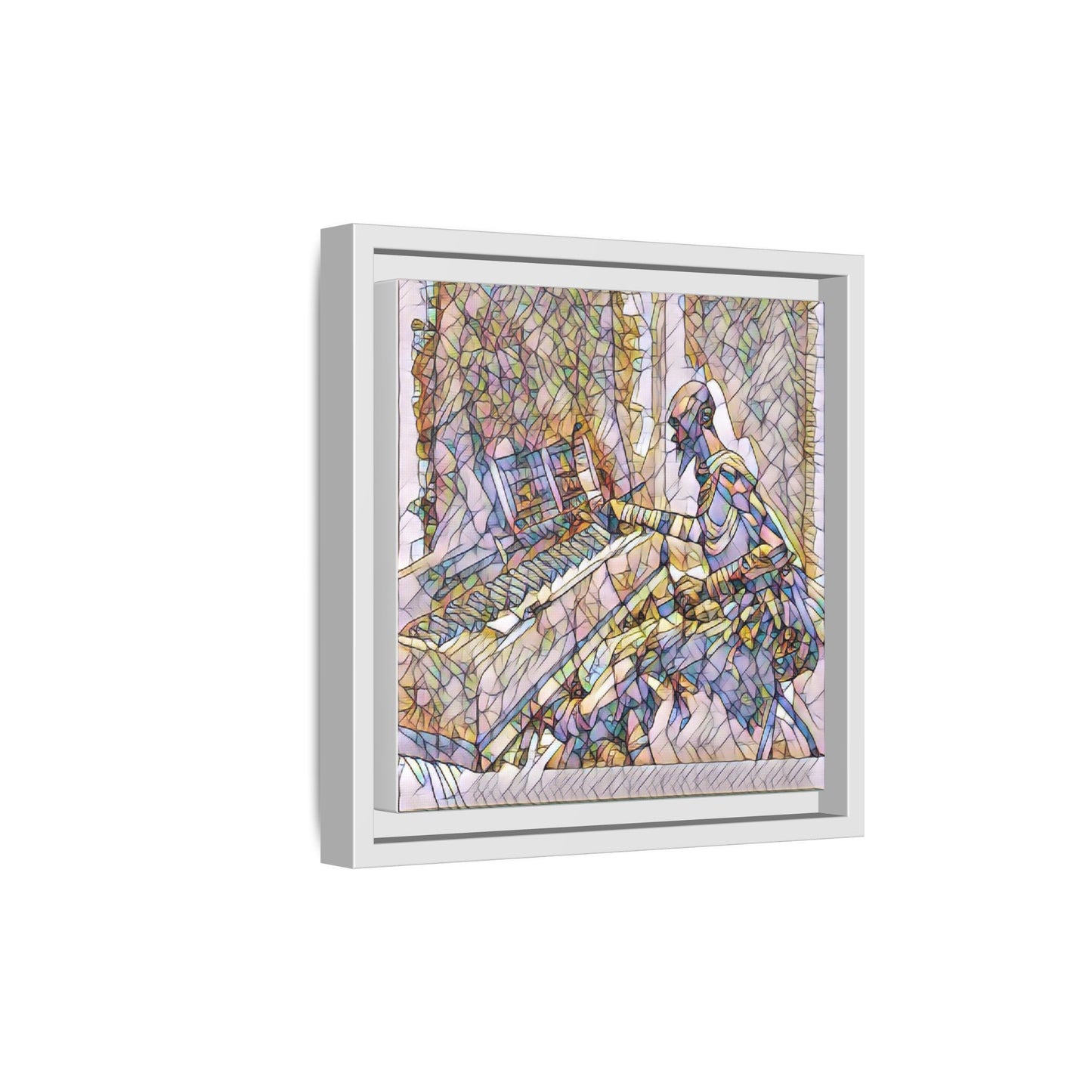 Framed Matte Canvas Art — Colorful Abstract Musician at Piano