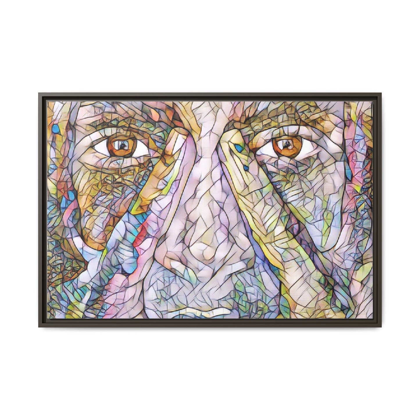 Abstract Stained-Glass Face Matte Canvas Framed Wall Art