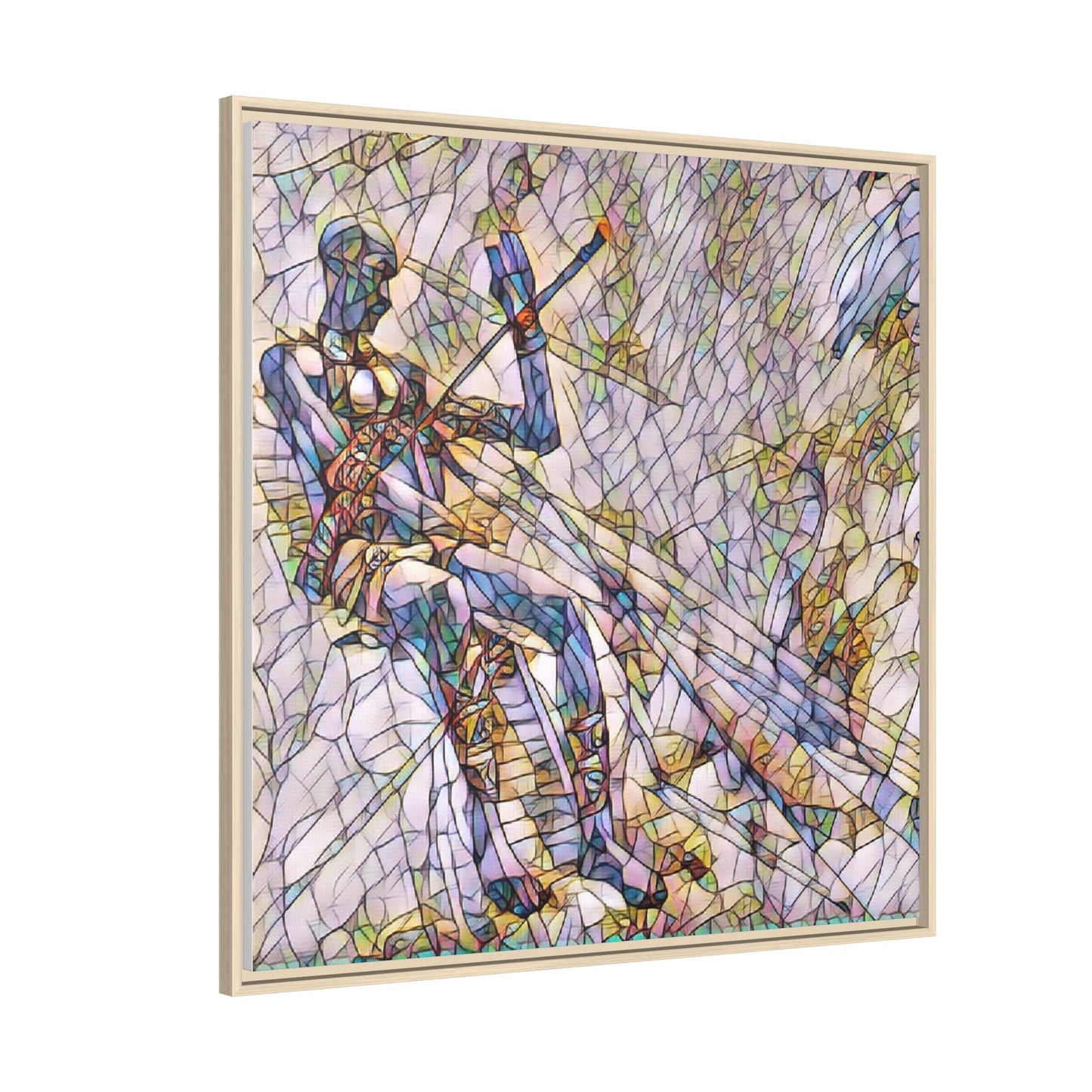 Abstract Stained-Glass Warrior Framed Canvas