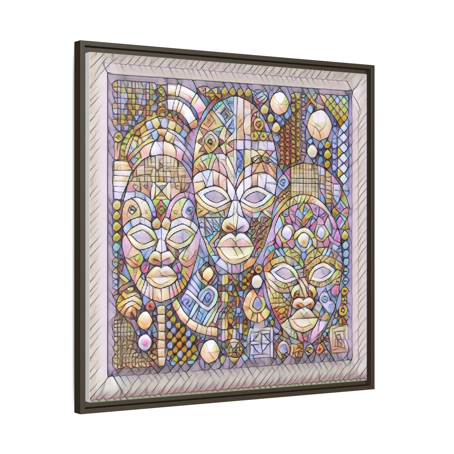 Abstract African Mask Art — Framed Matte Canvas Wall Art