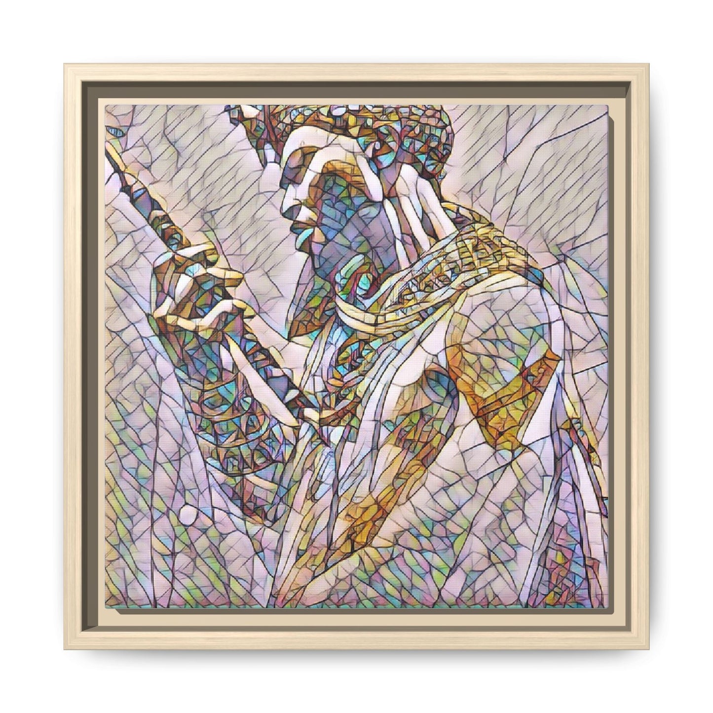 Egyptian Pharaoh Stained Glass Art — Framed Matte Canvas