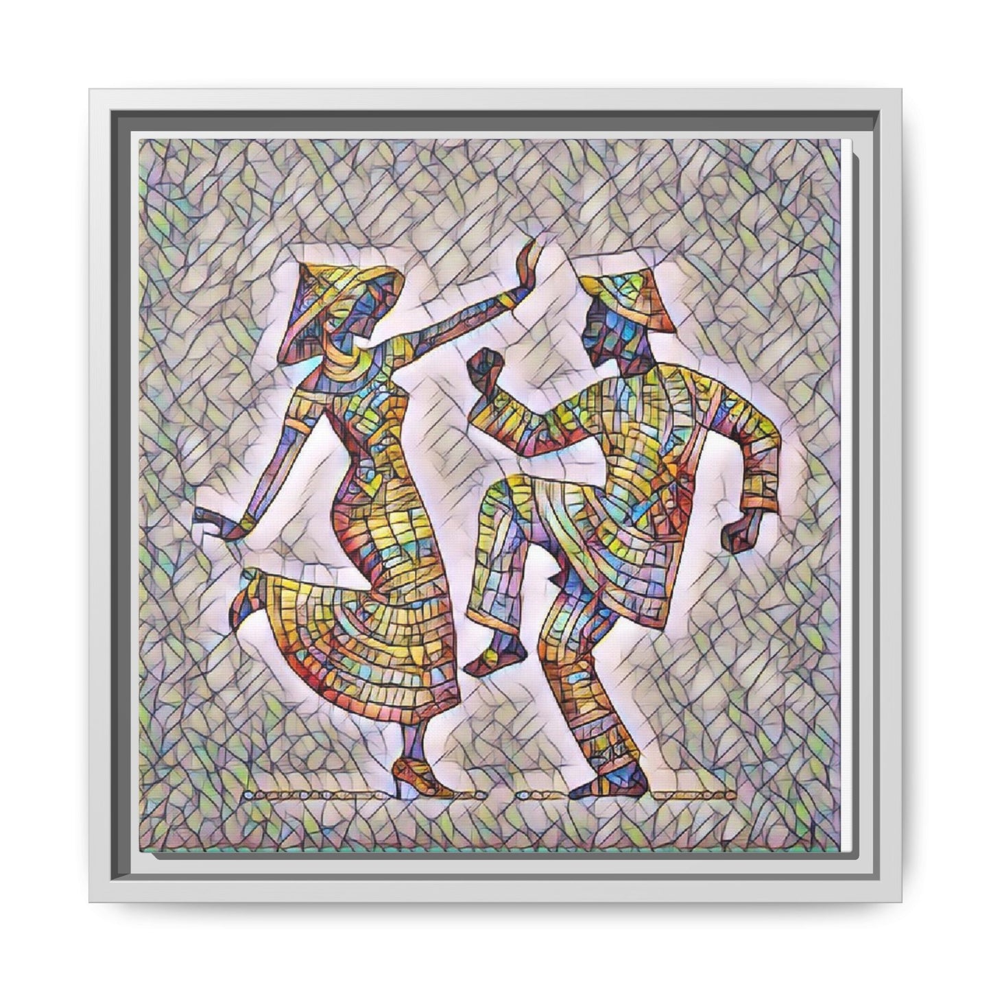 Colorful Folk Dance Matte Canvas Print (Framed)