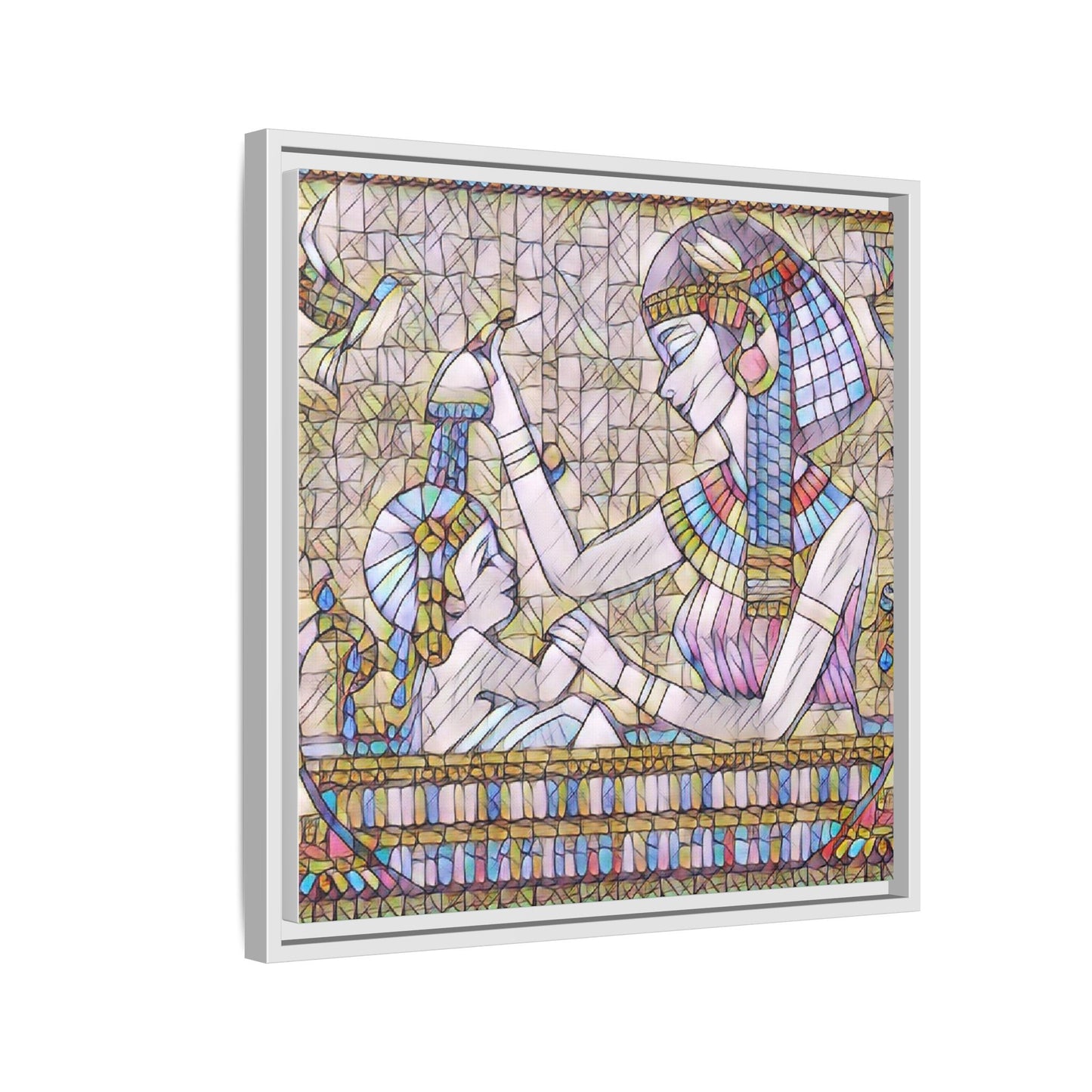 Egyptian Mosaic Mother & Child Framed Matte Canvas