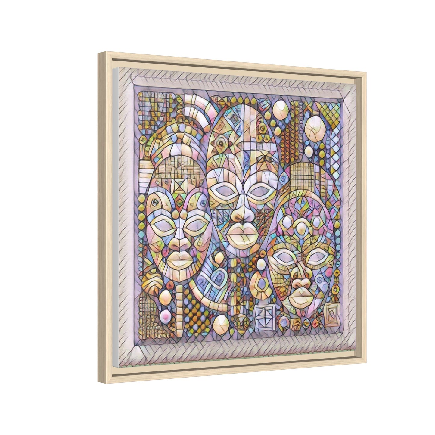 Abstract African Mask Art — Framed Matte Canvas Wall Art