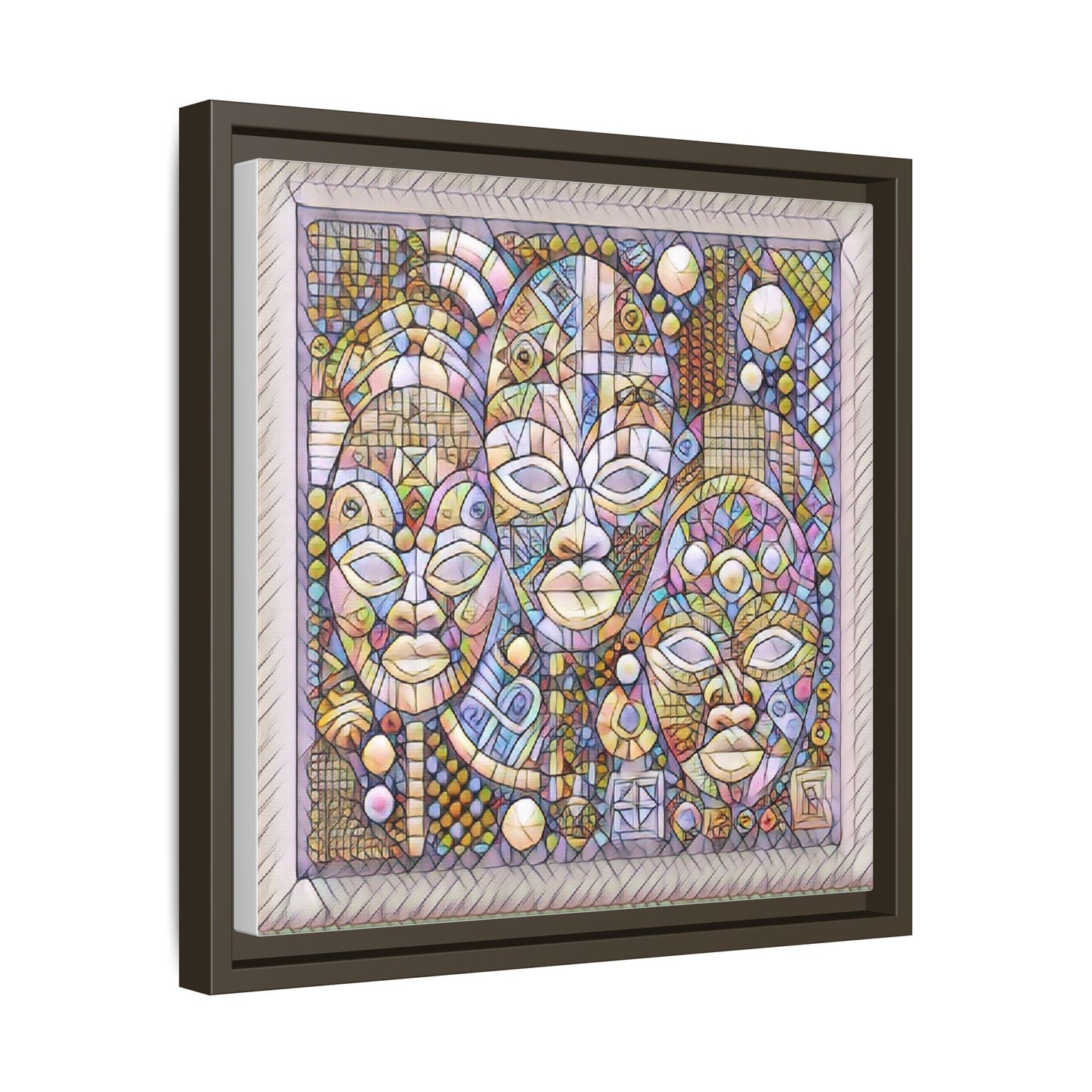 Abstract African Mask Art — Framed Matte Canvas Wall Art
