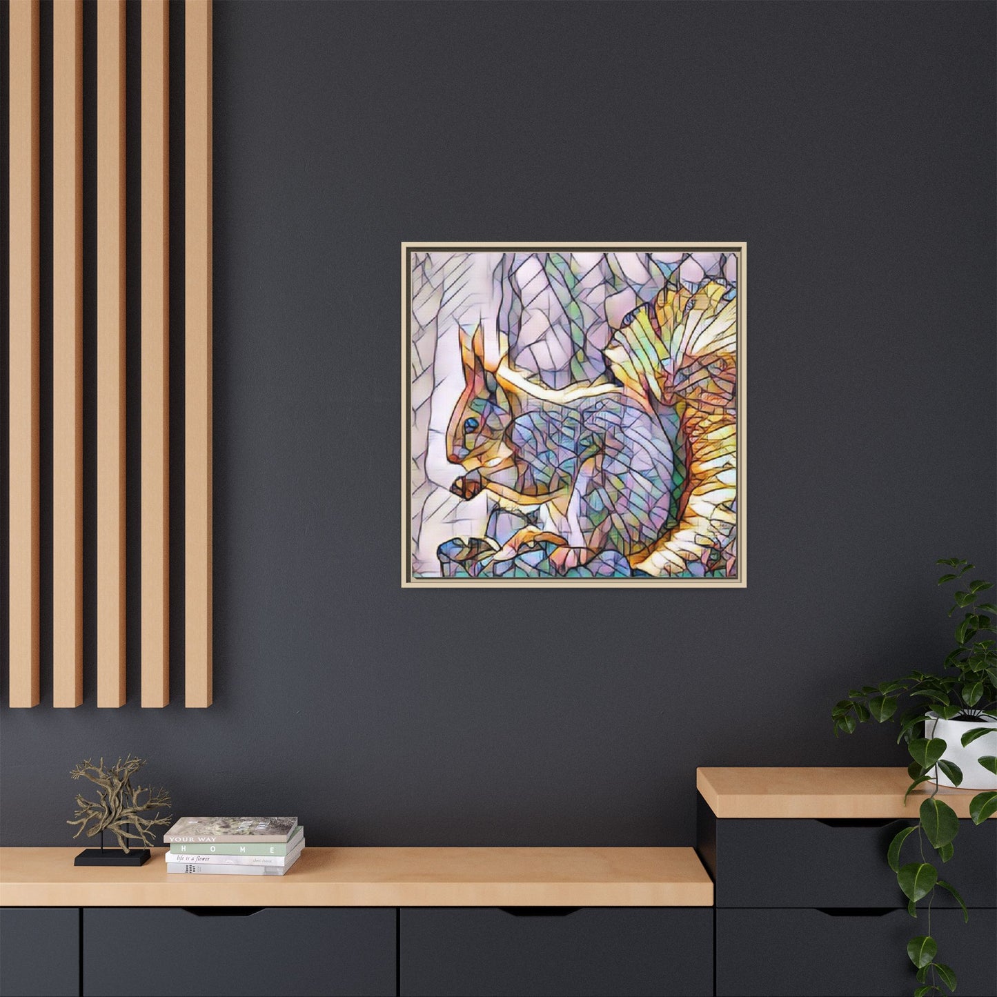 Framed Squirrel Mosaic Matte Canvas Wall Art