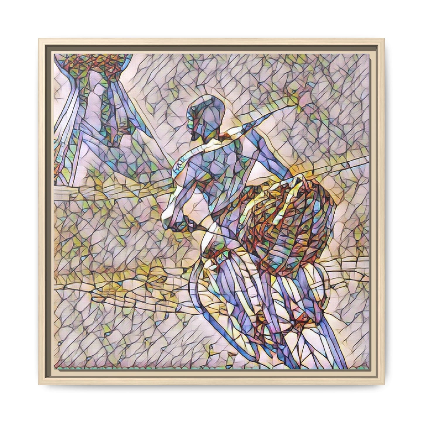 Abstract Stained-Glass Warrior Matte Framed Canvas