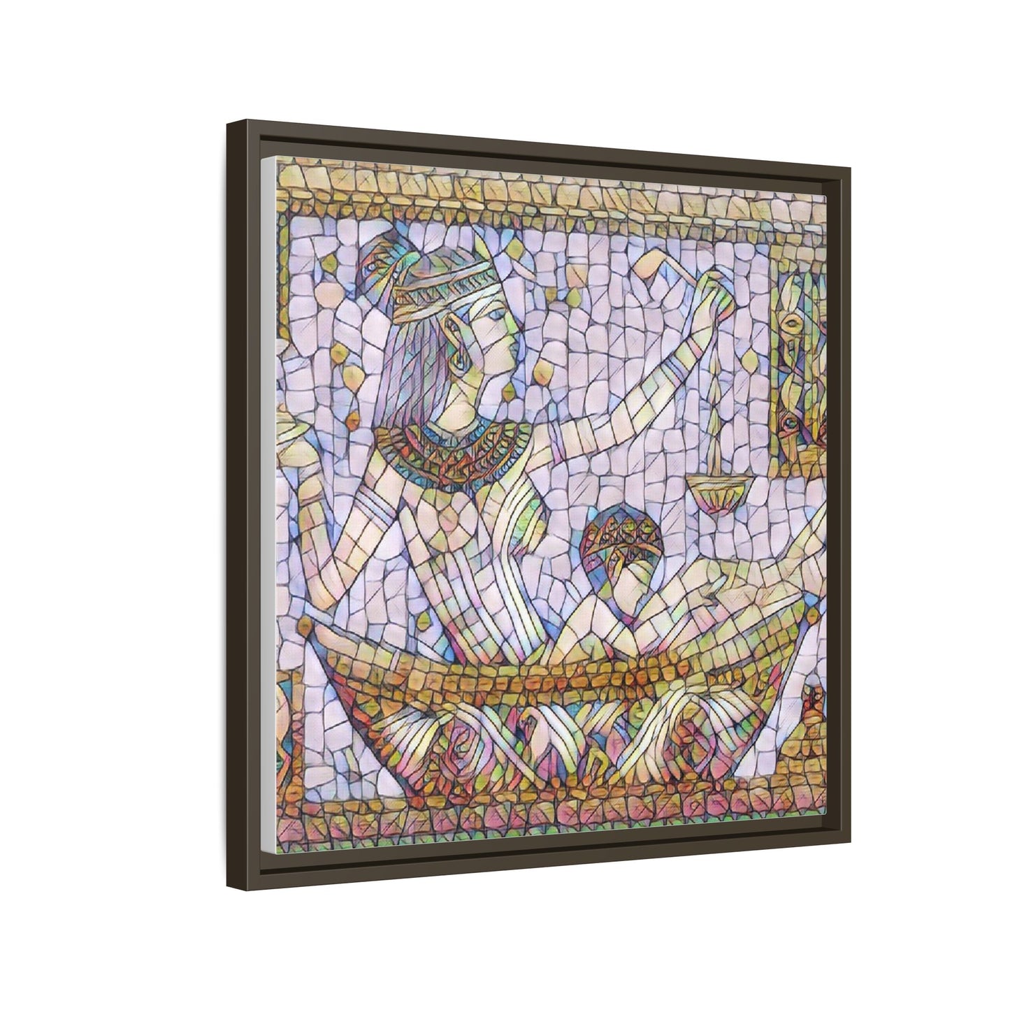 Egyptian Mosaic Goddess Matte Canvas Print (Framed)
