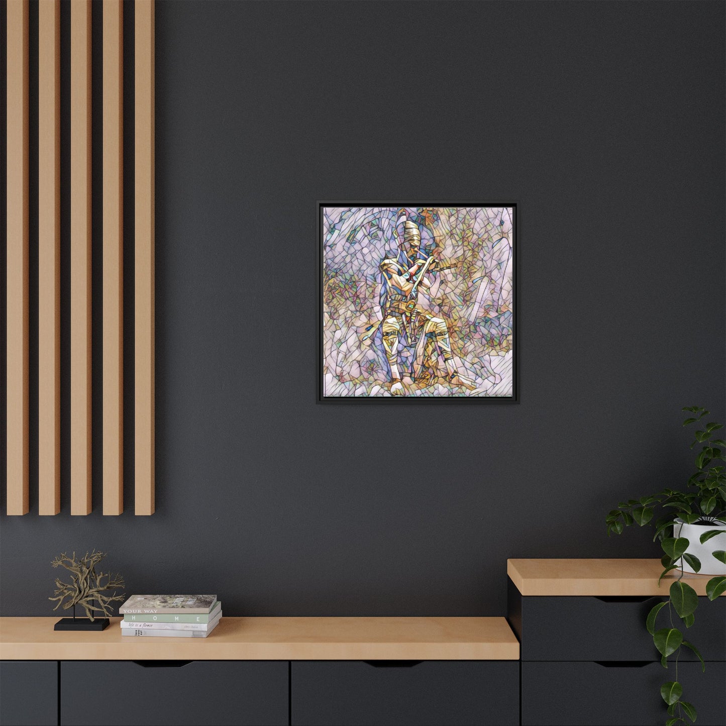 Framed Matte Canvas - Stained Glass Knight Artwork
