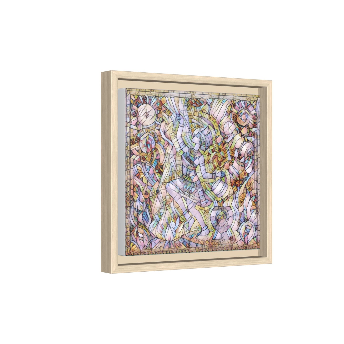 Abstract Stained Glass Dance Matte Framed Canvas
