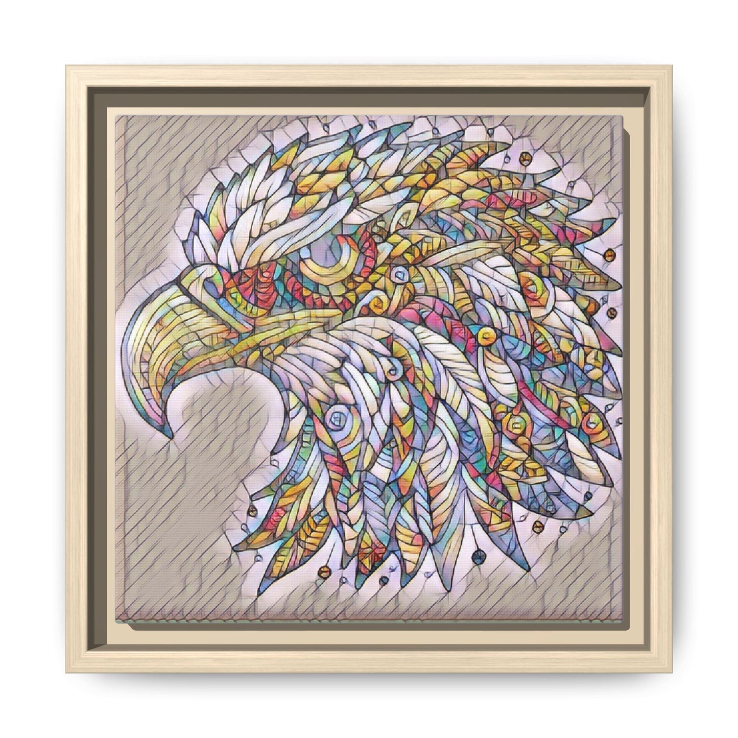 Colorful Eagle Head Matte Framed Canvas Art