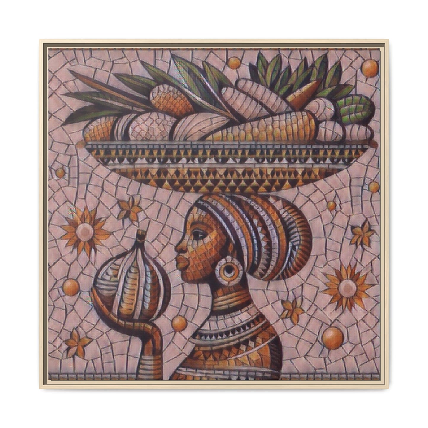 Egyptian Mosaic Goddess Matte Framed Canvas Wall Art