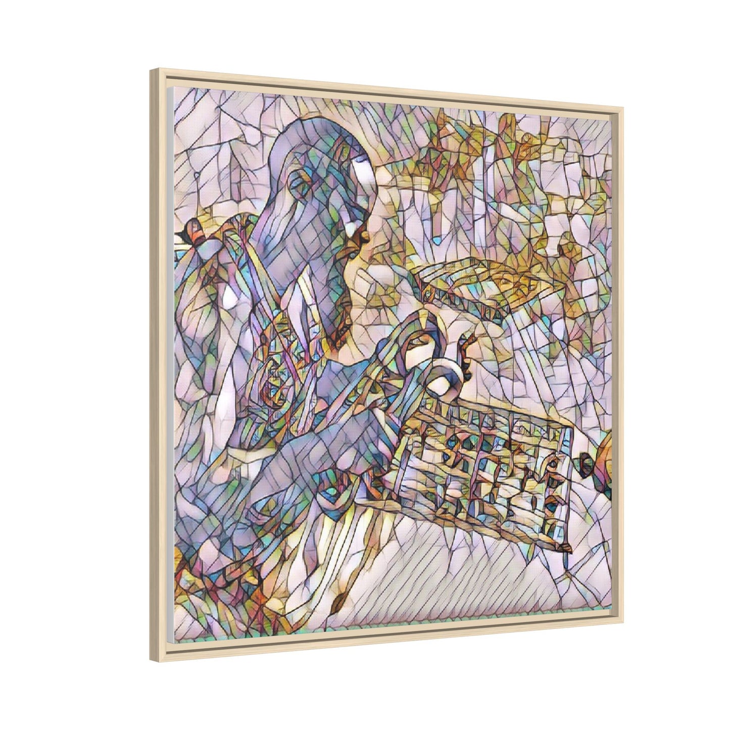 Framed Matte Canvas Art – Abstract Musician with Keyboard (Multi-Color)