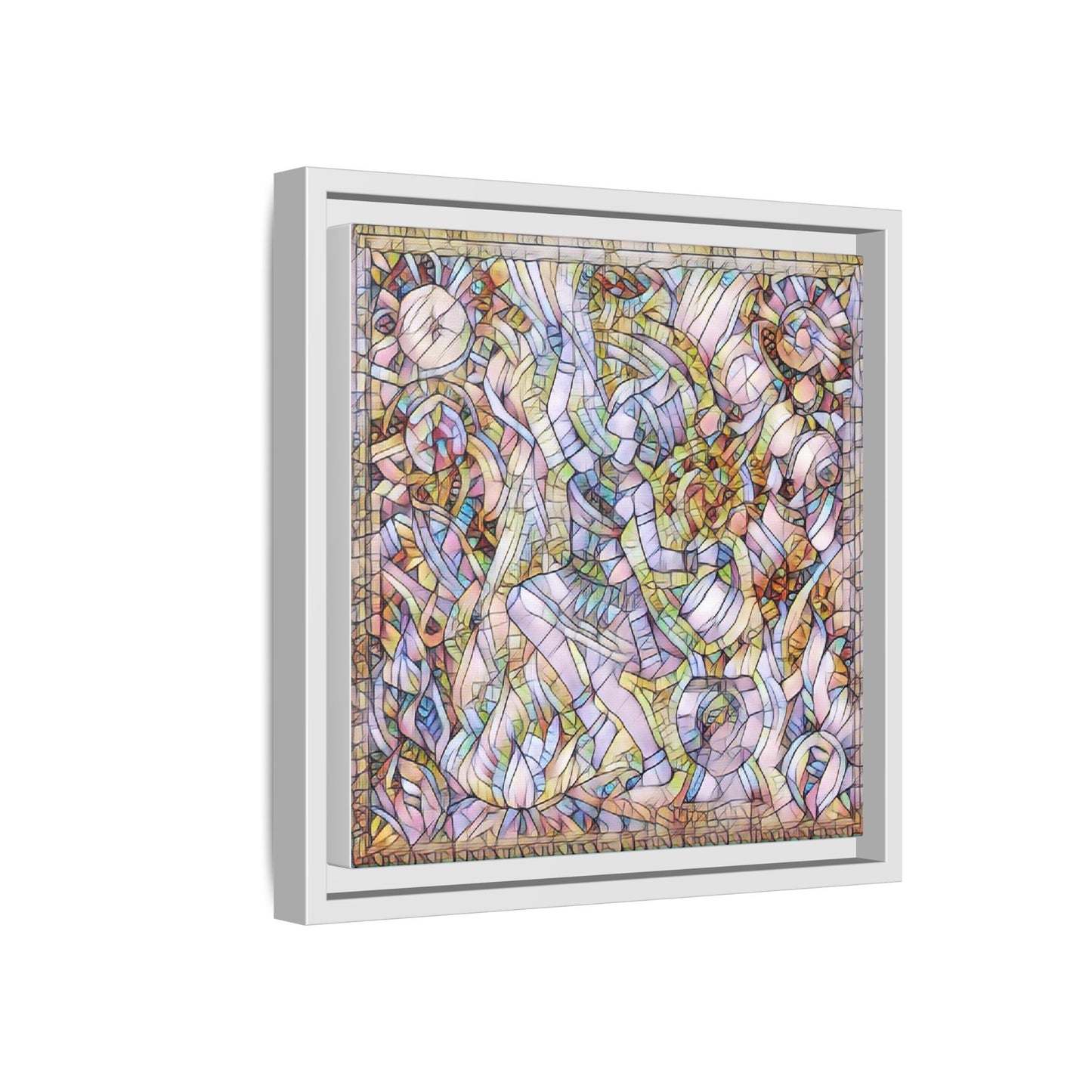 Abstract Stained Glass Dance Matte Framed Canvas